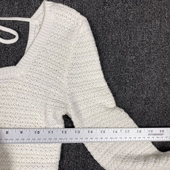 Hollister Women's Crochet Knit Pull Over Sweater Ivory Long Bell Sleeve Size XS - Picture 2 of 4